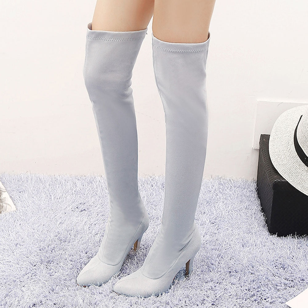 Fabric Thigh High High Heels Boots