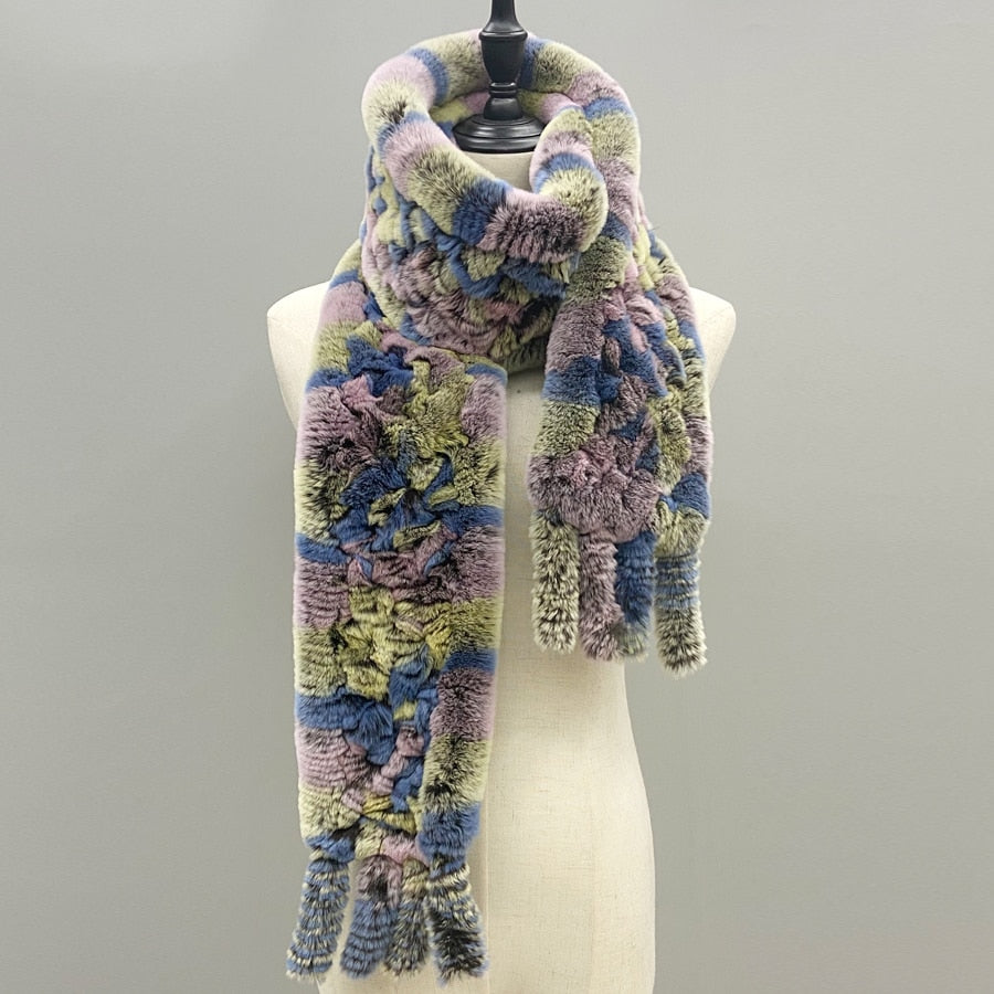 Fluffy Genuine Fur Pattern Scarves