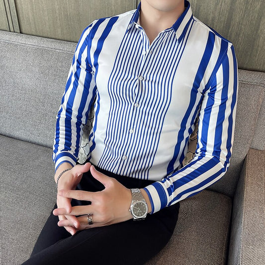 Striped Slim Fit Long Sleeve Button Ups