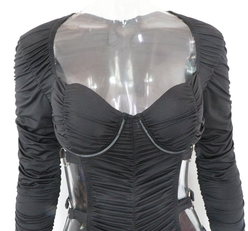 Cut Out Side Rings Ruched Rompers