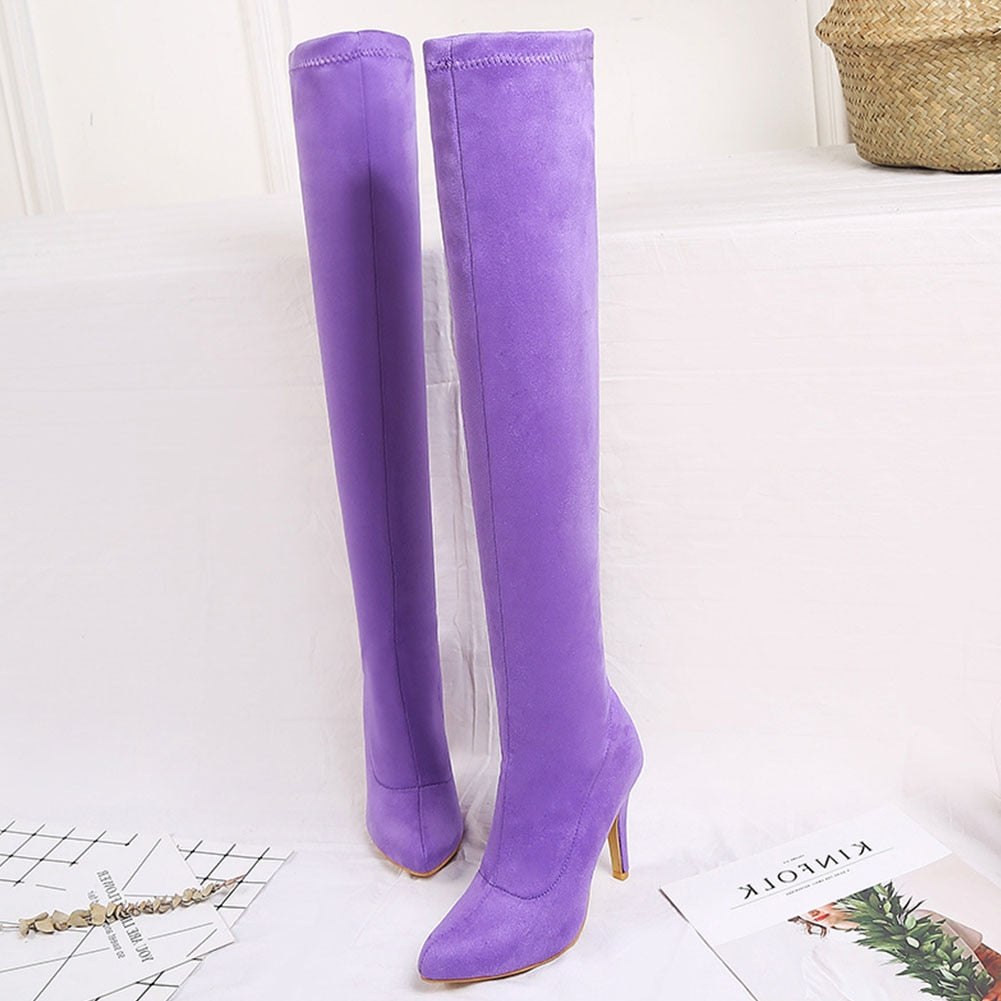 Fabric Thigh High High Heels Boots
