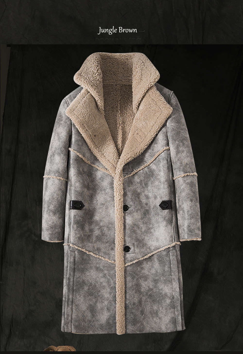 Jungle Brown Real Shearling Fur Long Coat