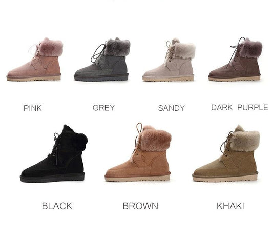 Genuine Sheepskin Leather Natural Shearling Fur Boots (Mutli-Colors)