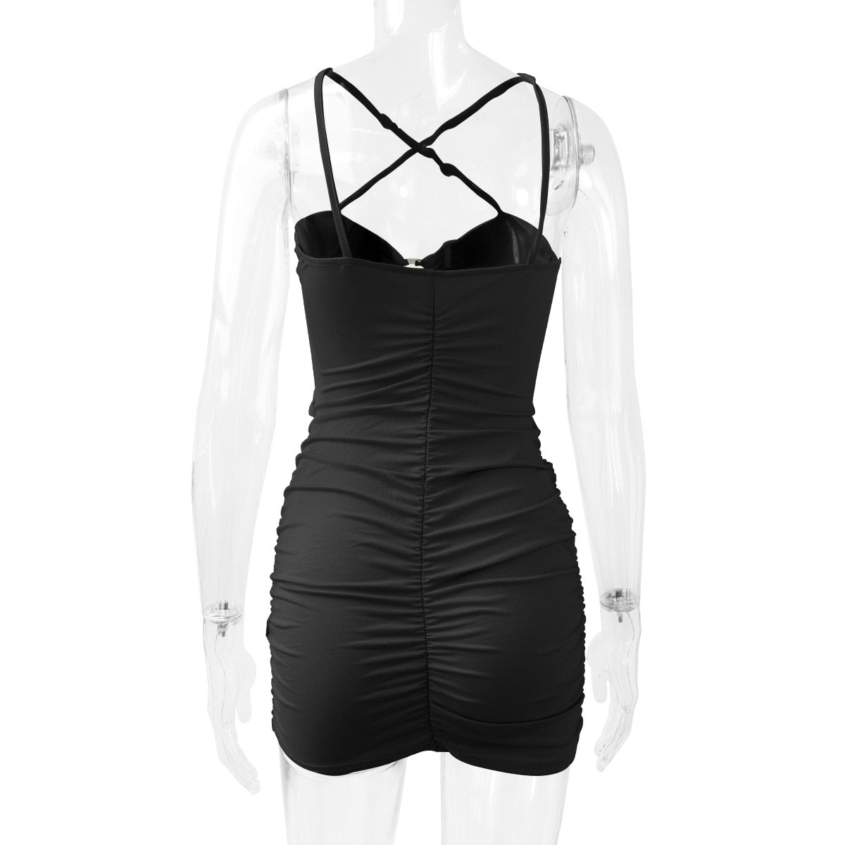 Sleeveless Hollow Ruched Mini Dress