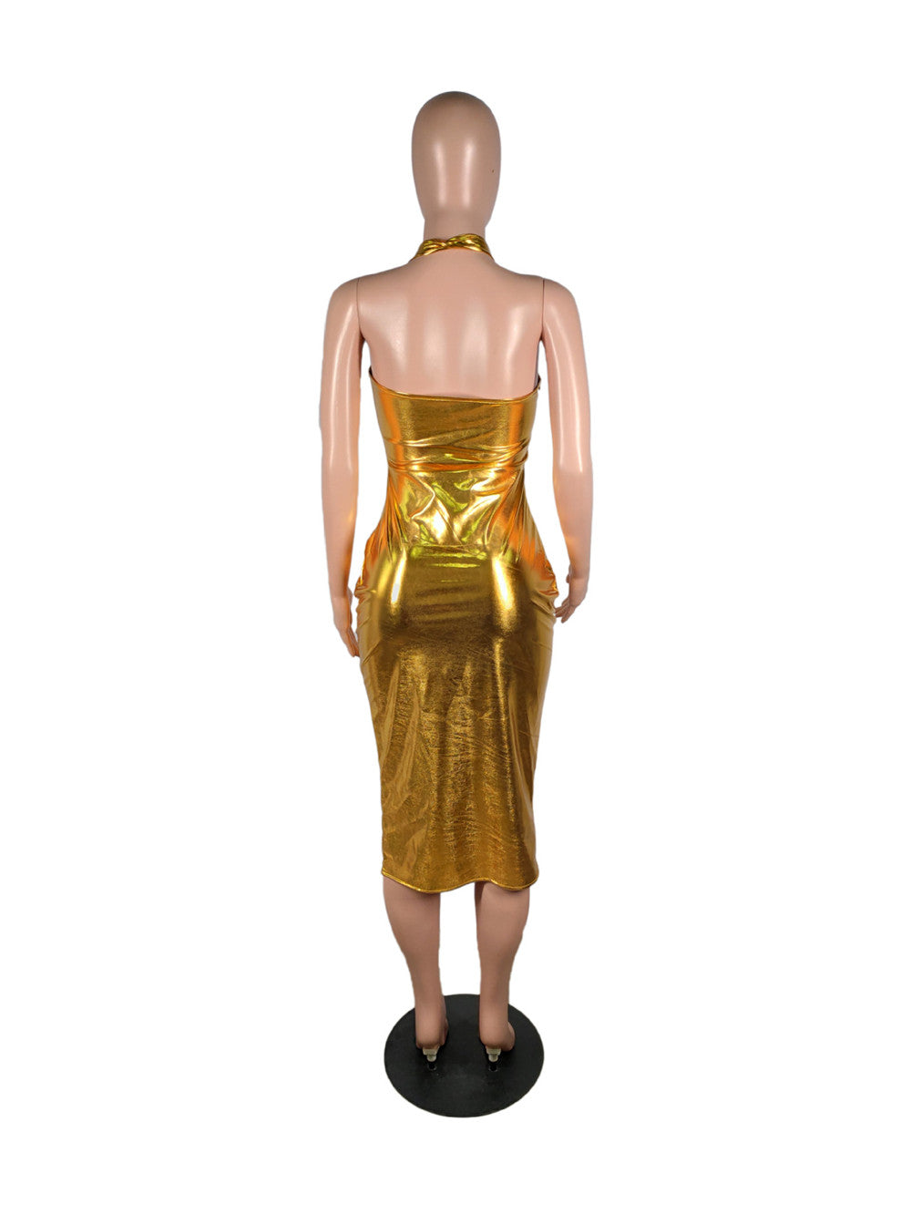 Shiny Metallic Hollow Sleeveless Dresses