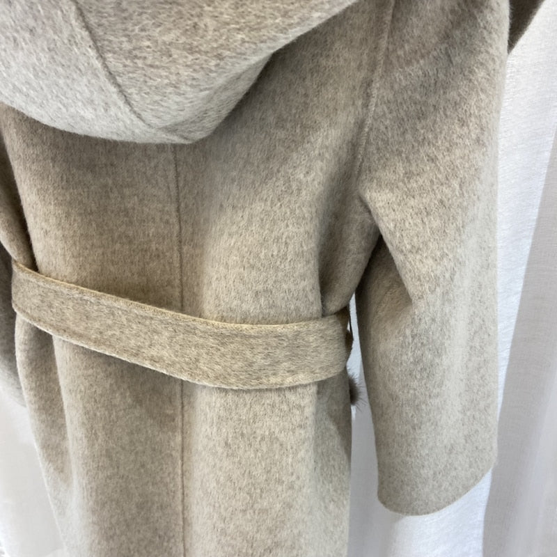 Cashmere Duck Down Coats Real Mink Fur Collar Parka