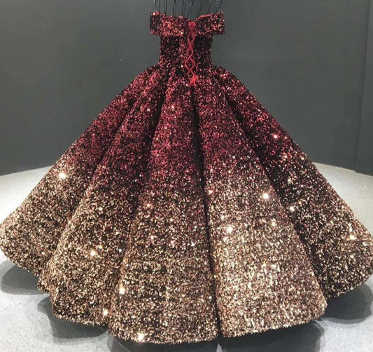 Luxury Gradual Change Color Sequined Sleeveless Wedding Dresses