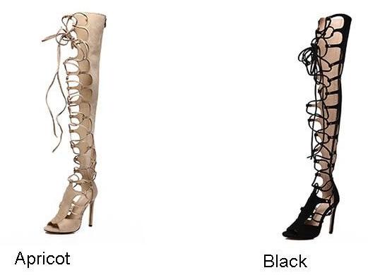 Thigh High Gladiator Cross Tied High Heels