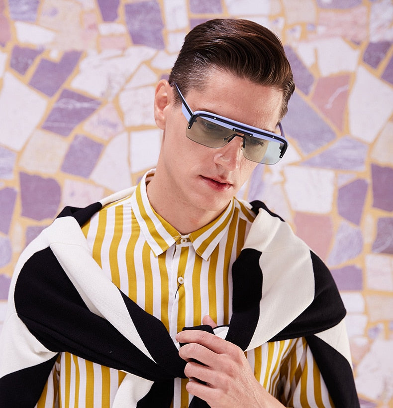 Modern Wide Brim Shield Sunglasses