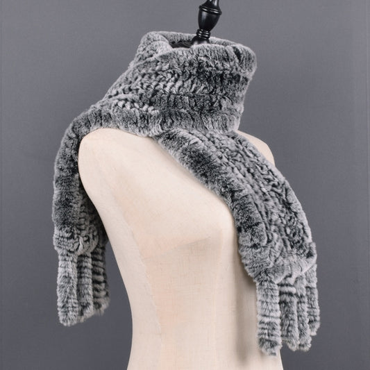 Knitted Natural Fur Scarves Handmade