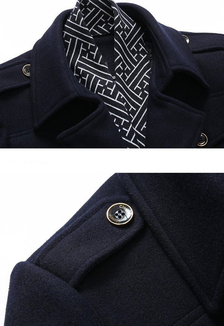 Wool Blend Scarf Detachable Long Jackets