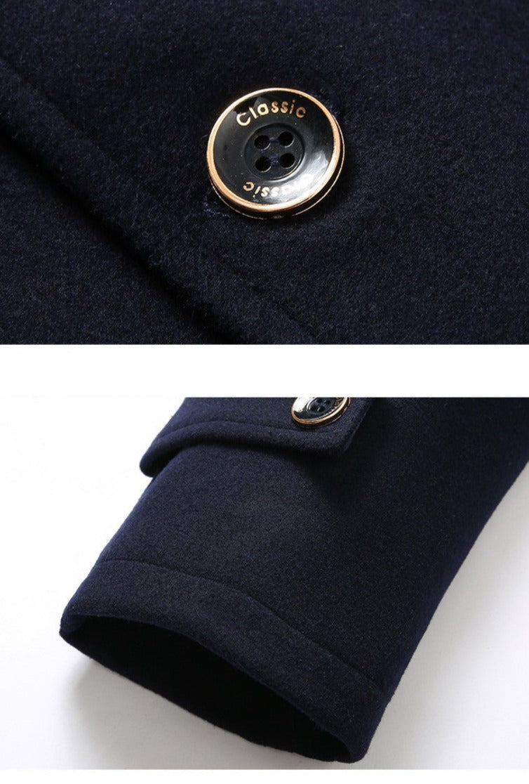 Wool Blend Scarf Detachable Long Jackets