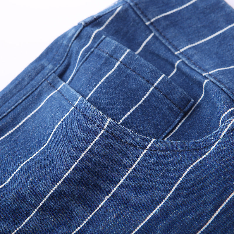 Stripe Slim Cuff Blue Pants