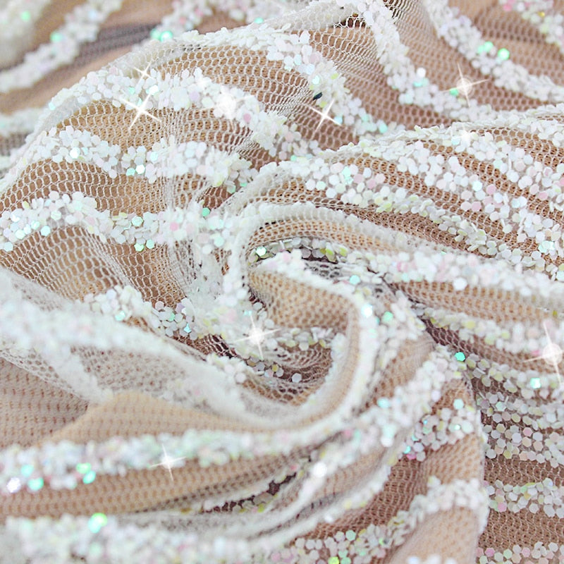 Deep V Neck Backless Sequin Mesh Mini Dresses