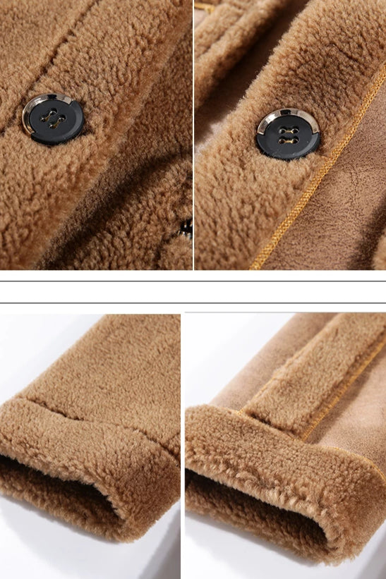 Genuine Leather Real Shearing Fur Lining Two Side Long Coats