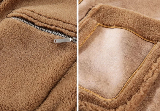 Genuine Leather Real Shearing Fur Lining Two Side Long Coats