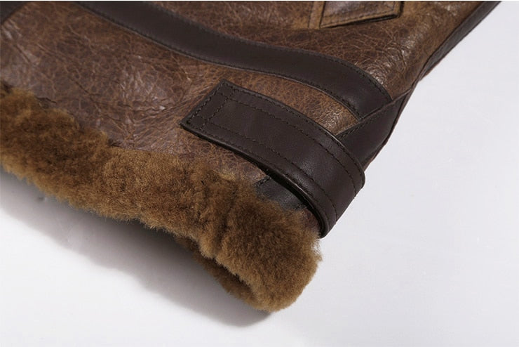 Sheepskin Genuine Leather Real Shearling Fur Lining Jacket