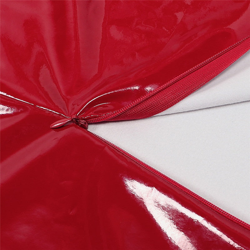 Pu Leather Hollow Wet Look Mini Dresses