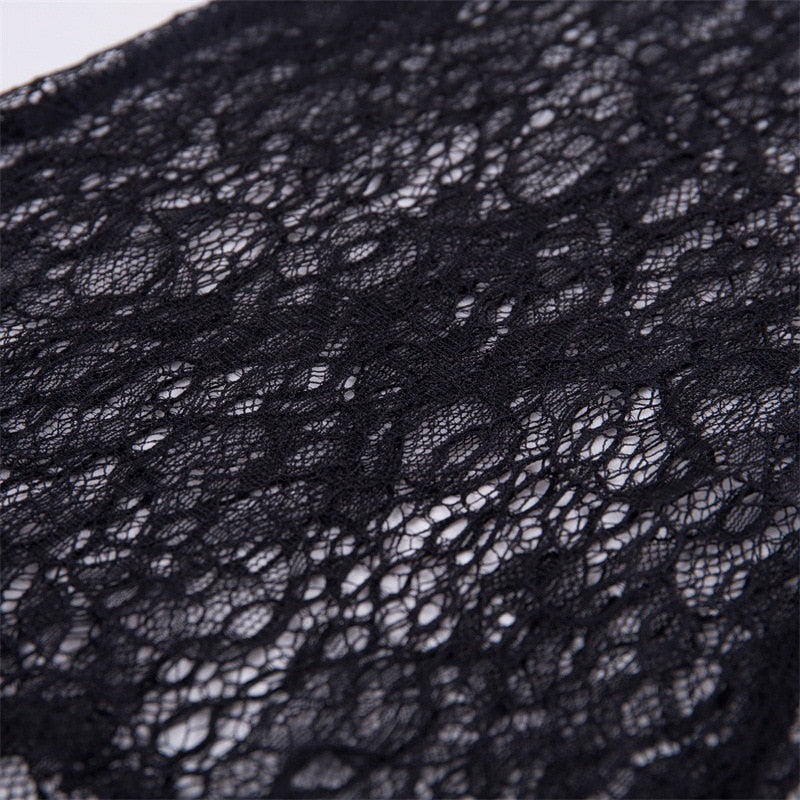 See-through Lace High Waist Flare Pants