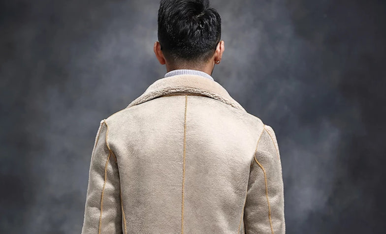 Genuine Leather Real Shearing Fur Lining Two Side Long Coats