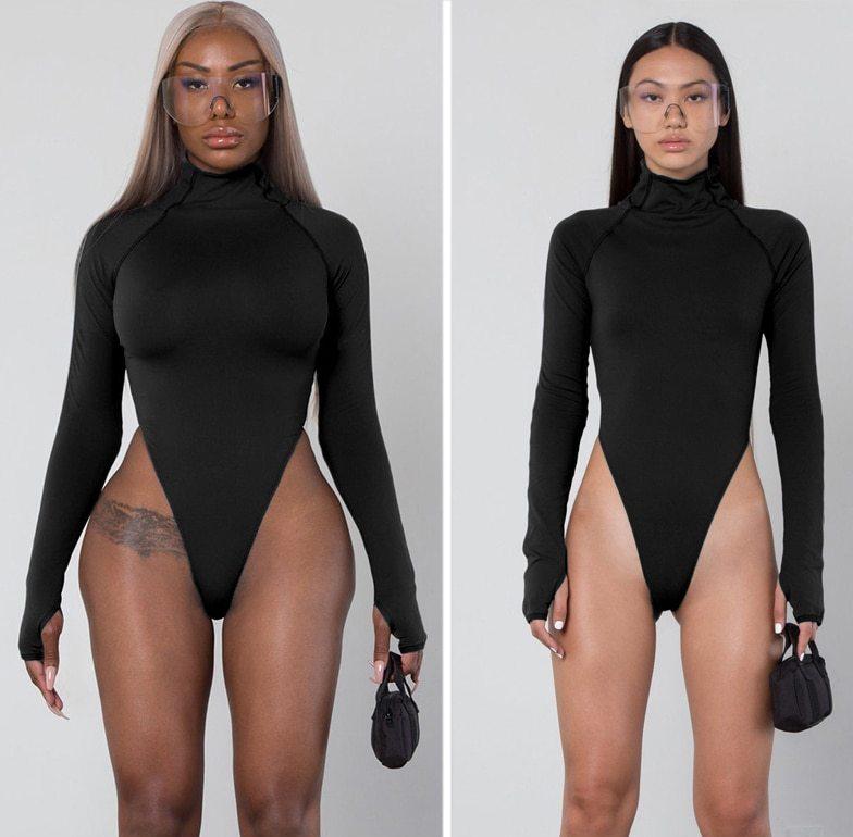 Turtleneck Long Sleeve High Waist Bodysuits