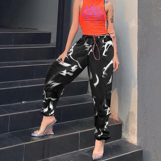 Black High Waist Wide Leg Loose Cargo Pants