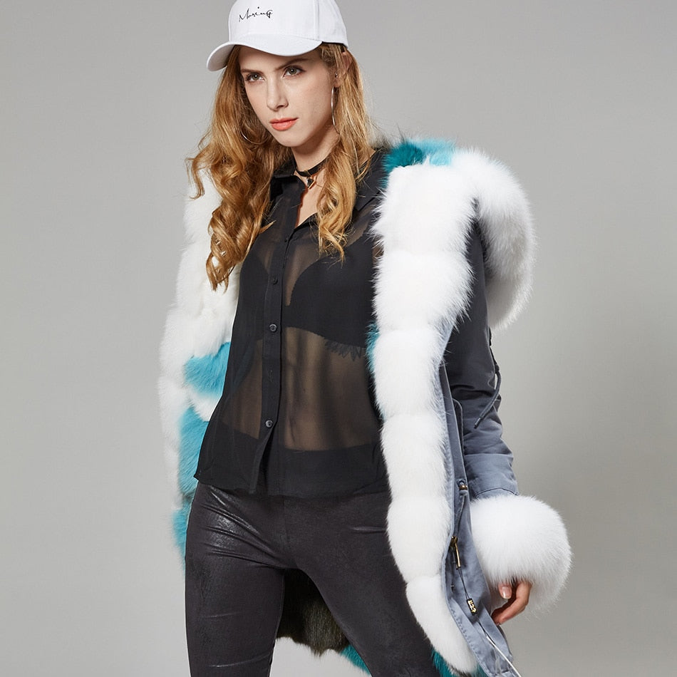 Real Silver Fox Fur Collar Cuff Parka Fox Fur Liner Coats (Multi-Styles)