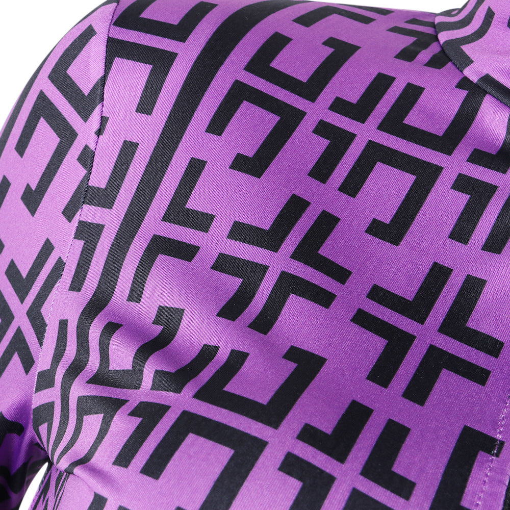 Purple Head Scarf, Crop Top and Bikini 3 Piece Sets