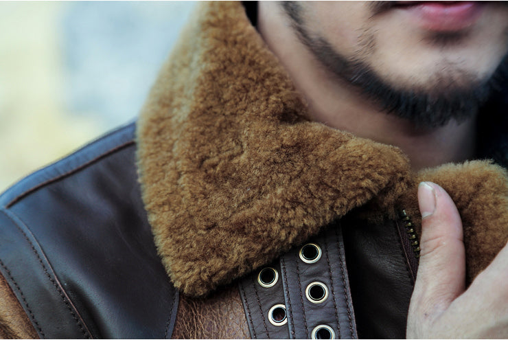 Sheepskin Genuine Leather Real Shearling Fur Lining Jacket