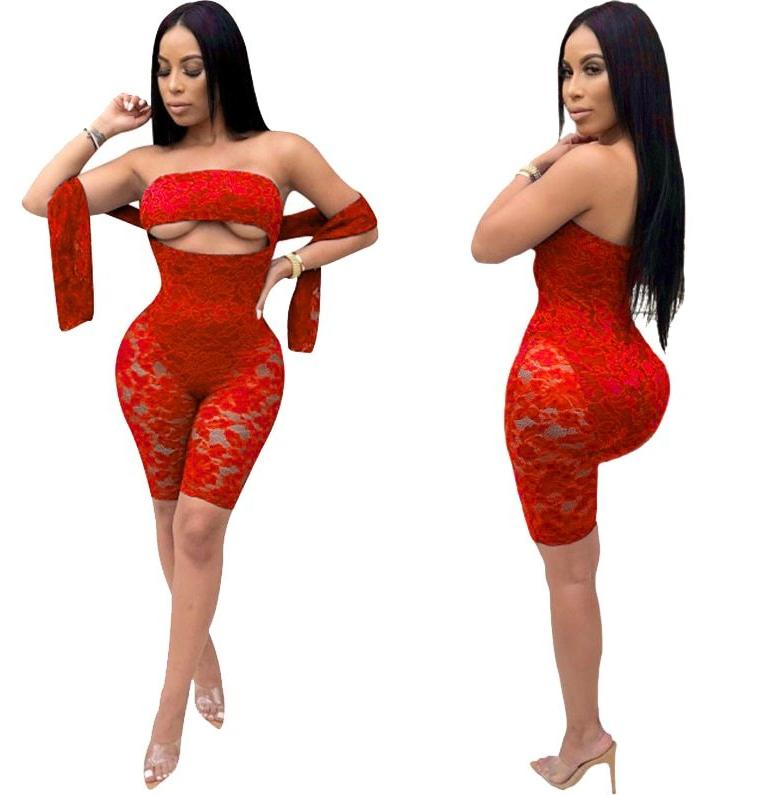 Strapless Hollow Out See Through Jumpsuits (Multi-Colors)