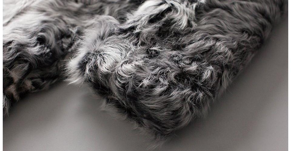 Real Sheep Fur Leopard Stripe Print Overcoat