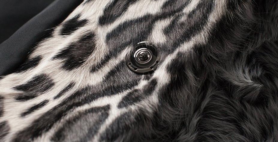 Real Sheep Fur Leopard Stripe Print Overcoat