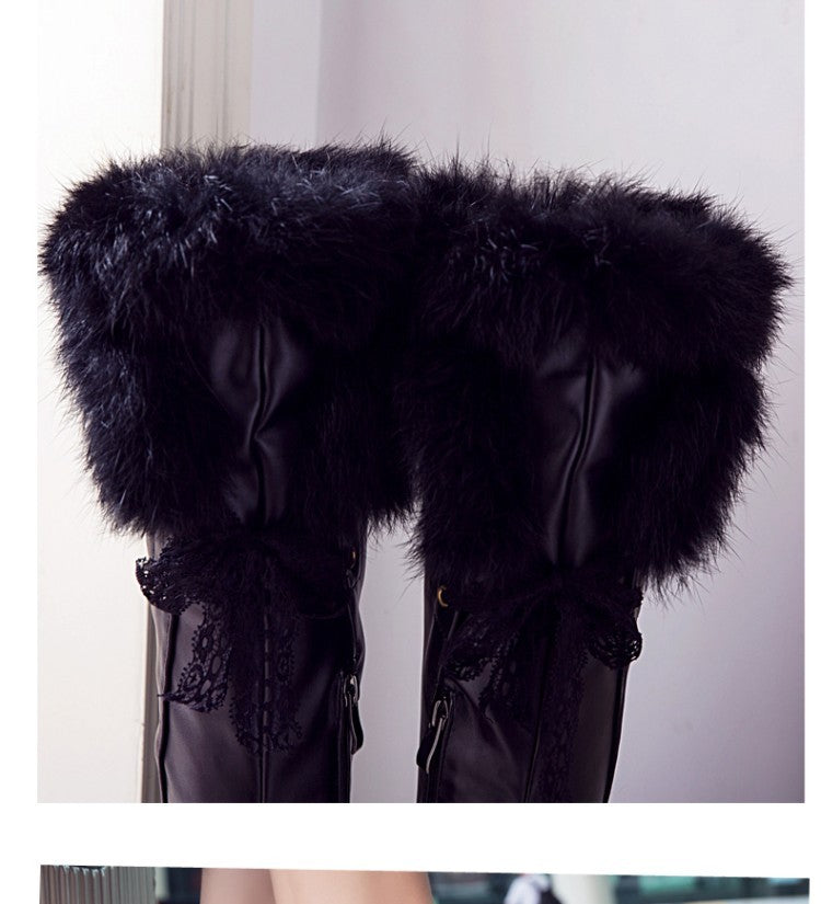 Waterproof High-heeled Below The Knee Boots