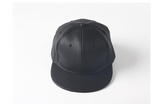 Black PU Leather Snapback Hats