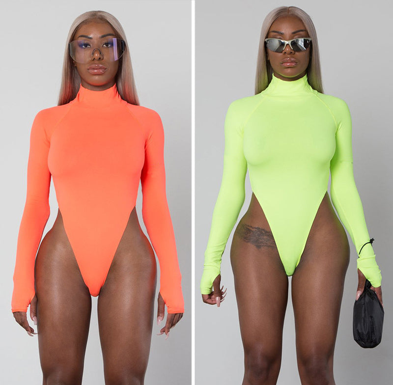 Turtleneck Long Sleeve High Waist Bodysuits