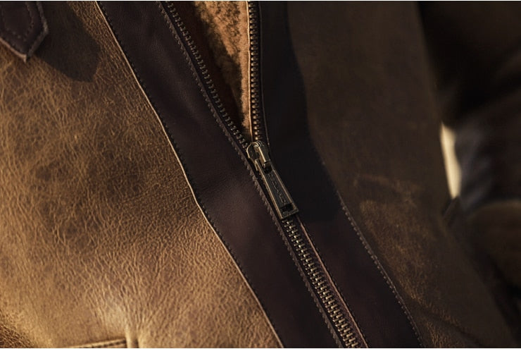 Sheepskin Genuine Leather Real Shearling Fur Lining Jacket