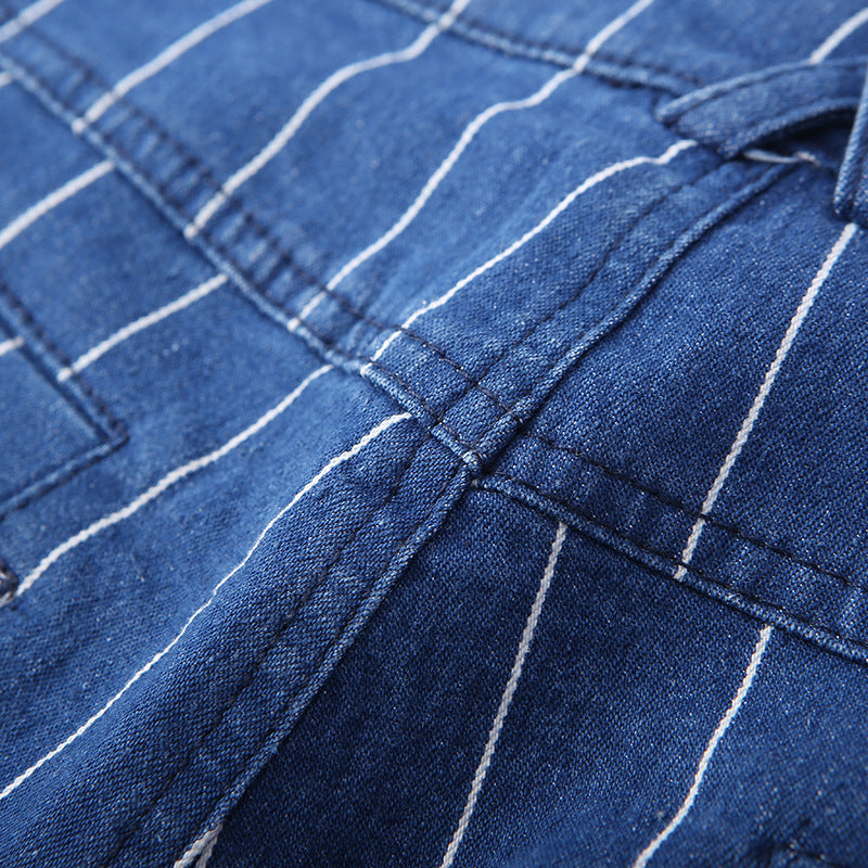 Stripe Slim Cuff Blue Pants