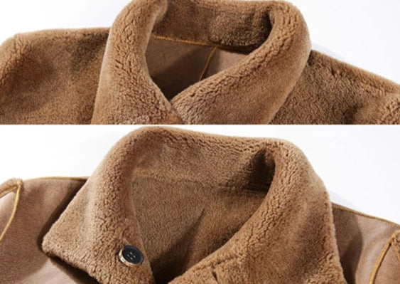 Genuine Leather Real Shearing Fur Lining Two Side Long Coats