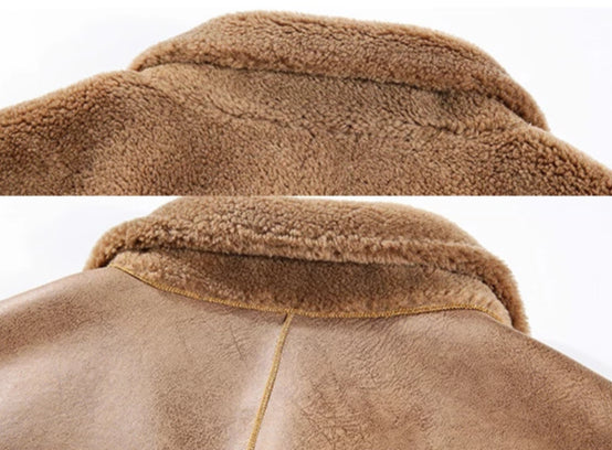 Genuine Leather Real Shearing Fur Lining Two Side Long Coats