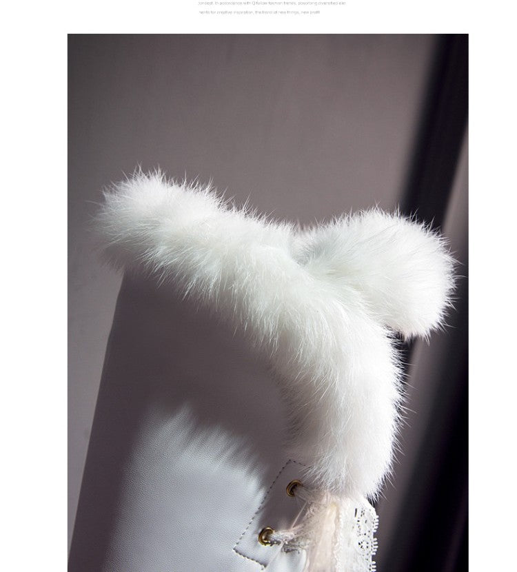 Waterproof High-heeled Below The Knee Boots