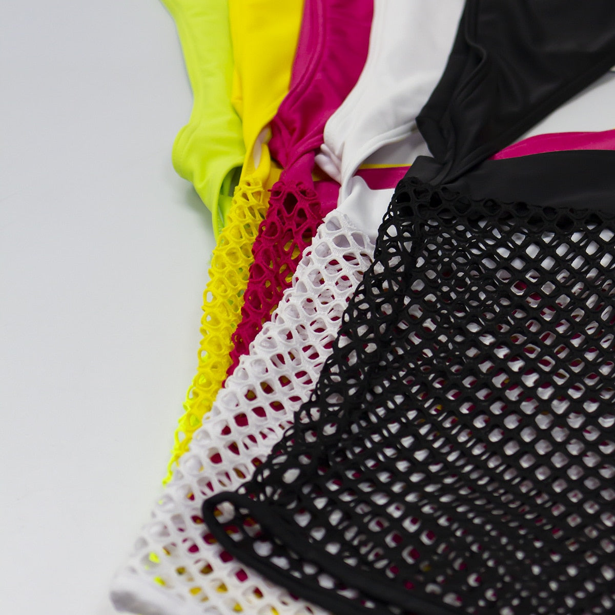 Neon Fishnet High Waisted Thong Monokini Sets