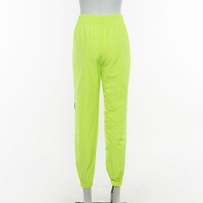 Neon Mesh Patchwork High Waist Harem Pants