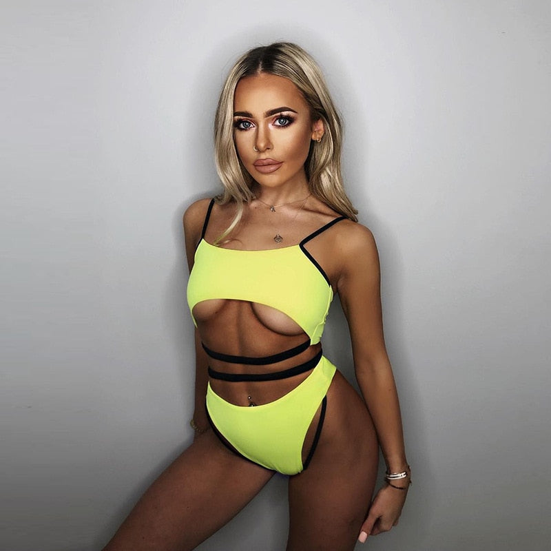 Double Belly Strap Under Cleavage Bikini Sets