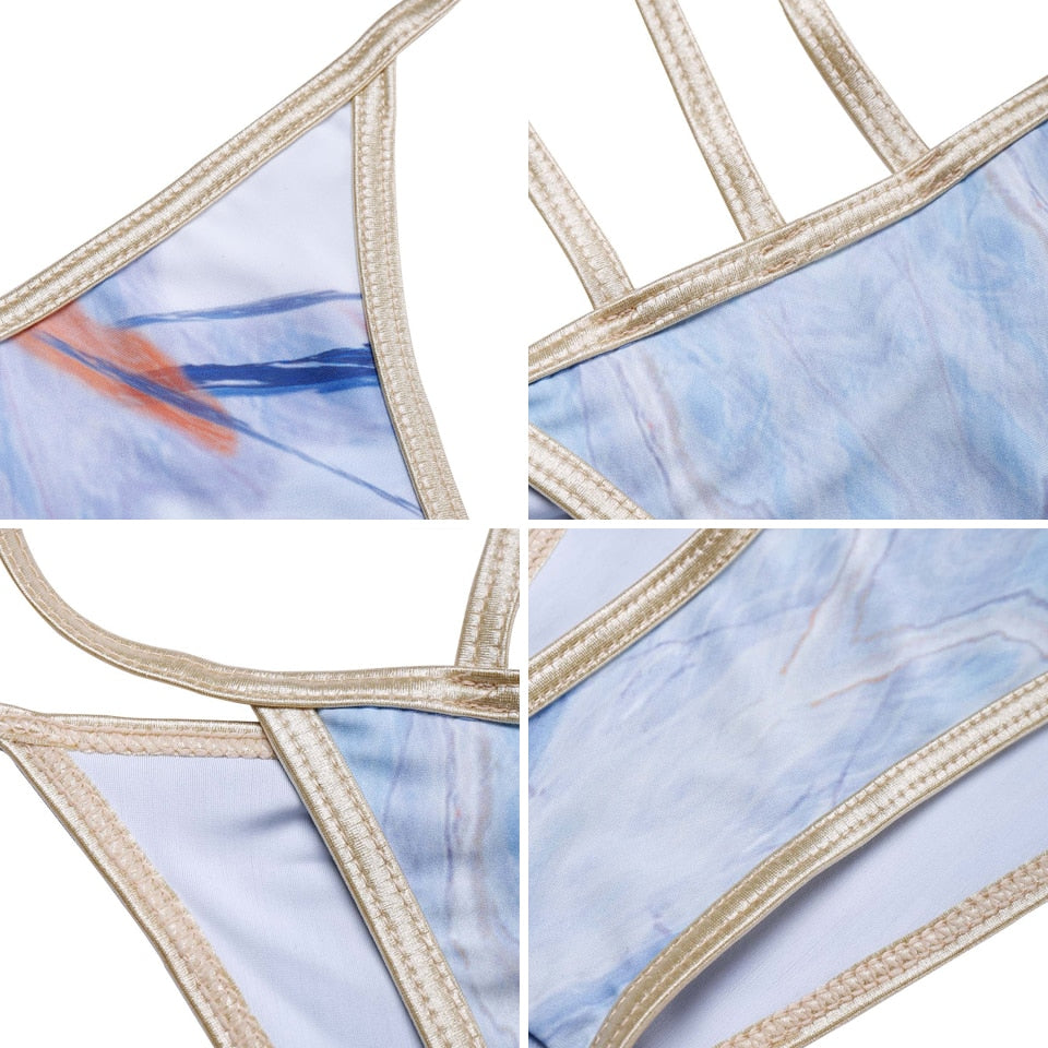 Halter Top Belly Bondage Monokini Sets