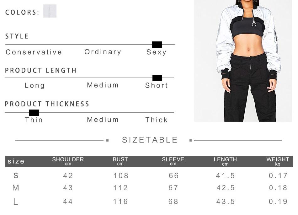 Reflector Zipper Turtleneck Micro Crop Jackets