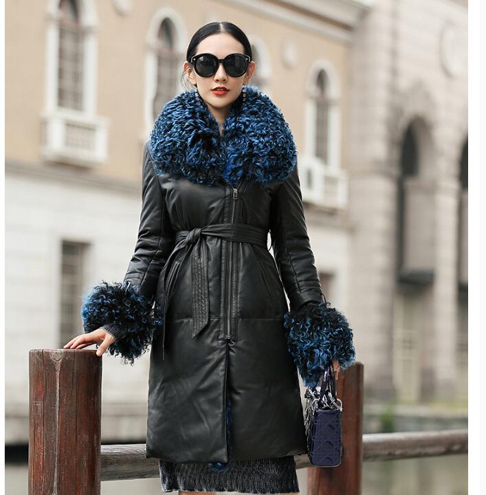 Vintage Genuine Leather Shearling Lining Long Coats