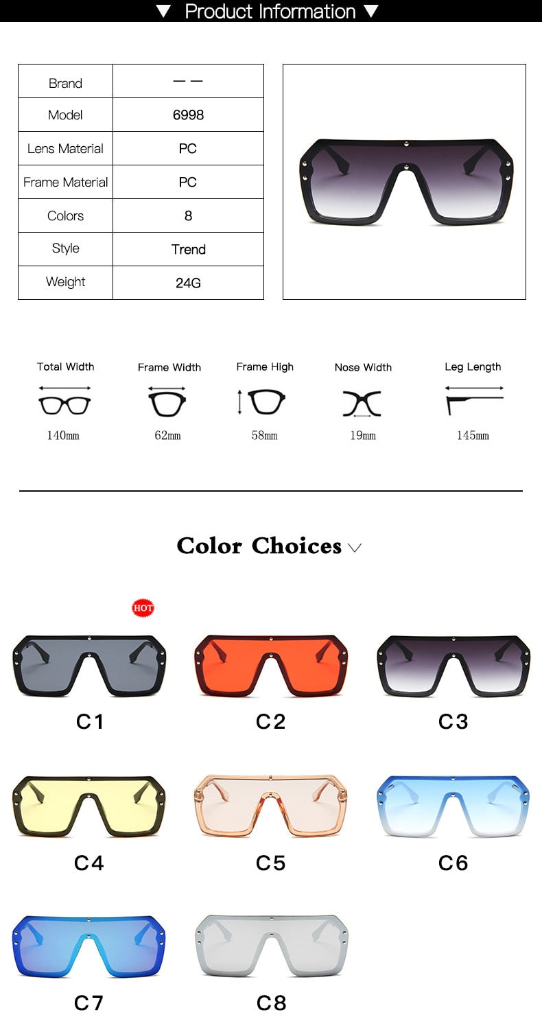 Oversized Square Luxury Goggle Sunglasses