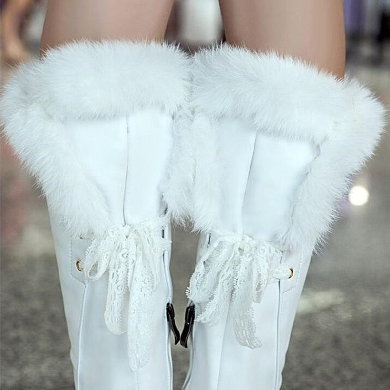 Waterproof High-heeled Below The Knee Boots
