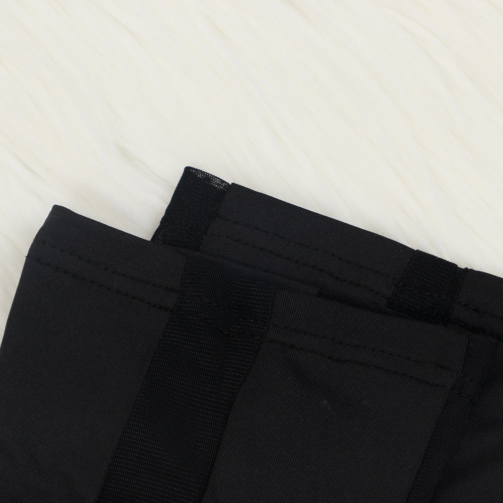 Black Mesh Stripe Transparent Sleeveless Bodycon Jumpsuit