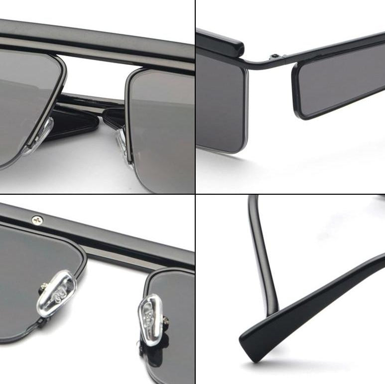 Clear Side Half Lens Square Sunglasses